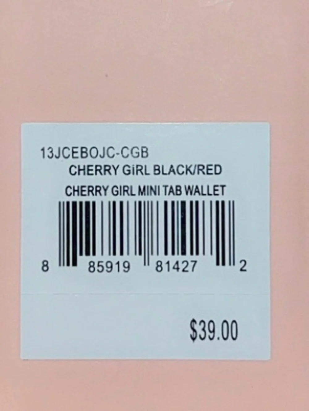 Juicy Couture Black Cherry Print Wallet with Red Cherry Pom Charm